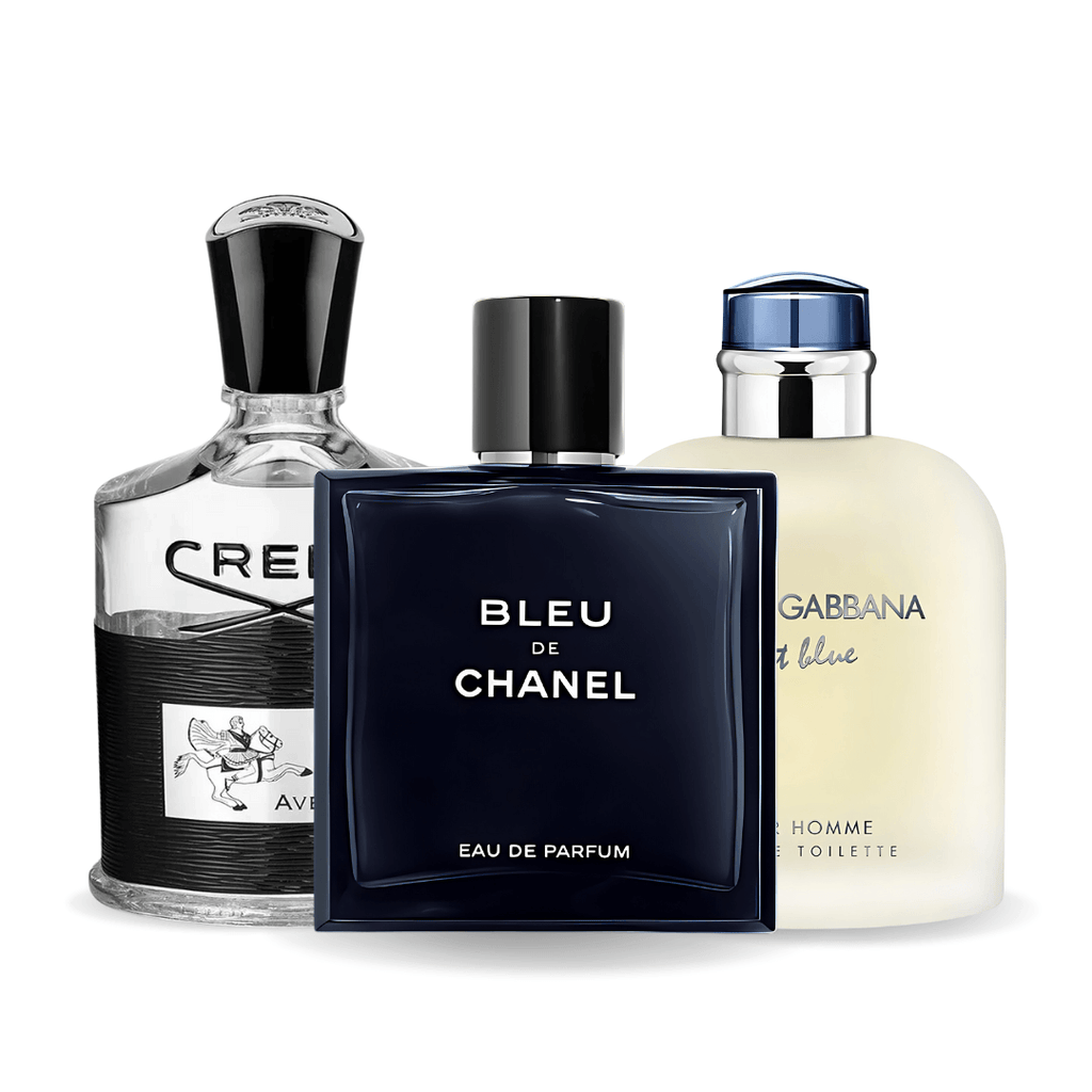 Combo de 3 perfumes Bleu de Chanel, Creed Aventus, Light Blue Dolce Gabbana 100ml
